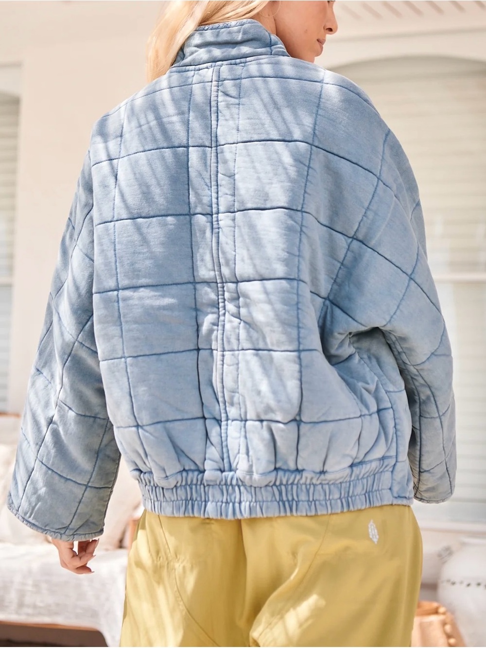 Free People Quilted Puffer Jacket in Light Blue - Picture 3 of 9